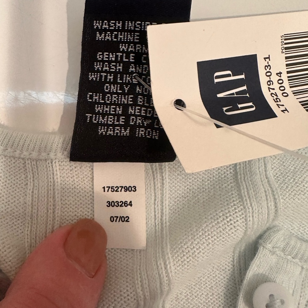 GAP Factory NWT Soft Blue Henley Shirt Ribbed Long Sleeve Pastel Casual Sz XL - Picture 9 of 9